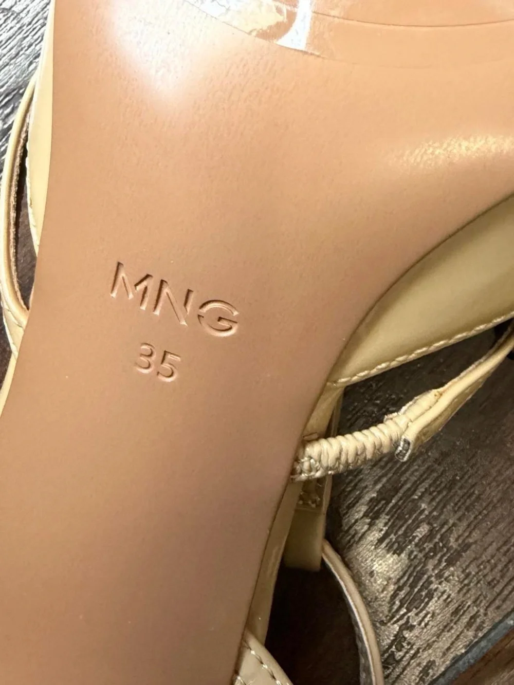 NWT Mango Nude Beige Leather Kitten Pointed Toe Ankle Strap Buckles Heels Pumps